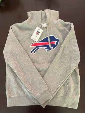 Nike Gray Buffalo Bills Pullover Hoodie with Blue and Red Logo